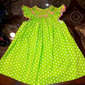 Mom & me smocked flamingo dress